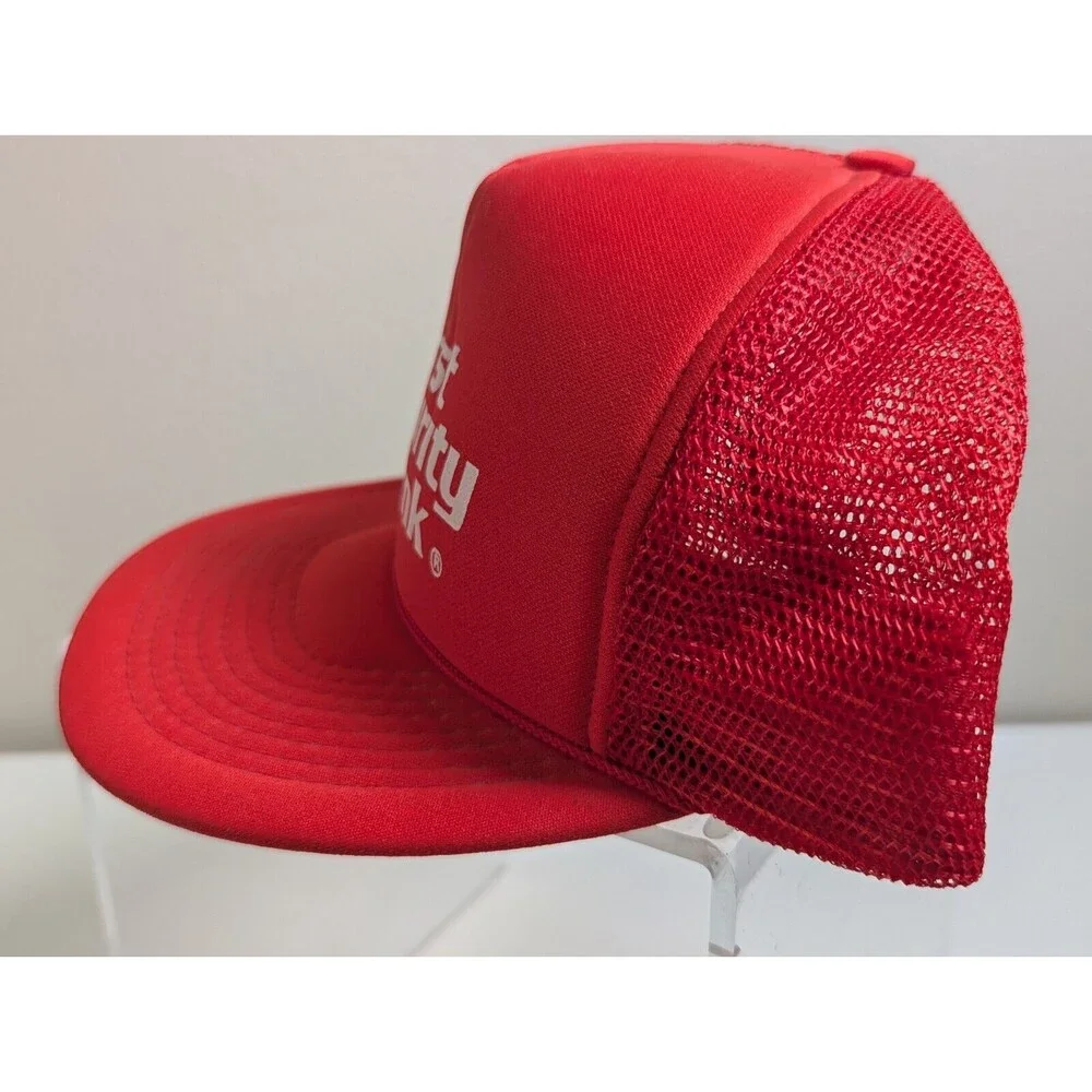 Vintage Red Trucker Mesh First Security Bank Hat